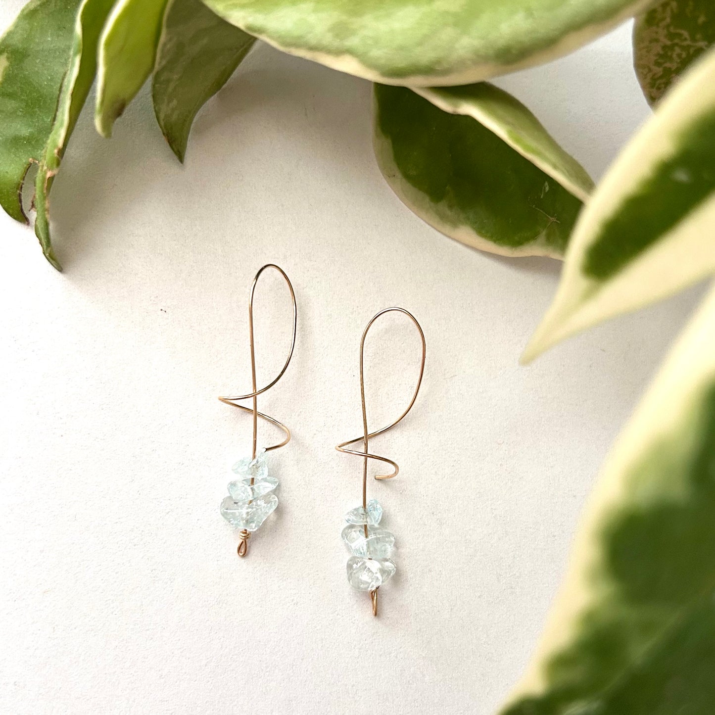 Aquamarine Spiral Earrings