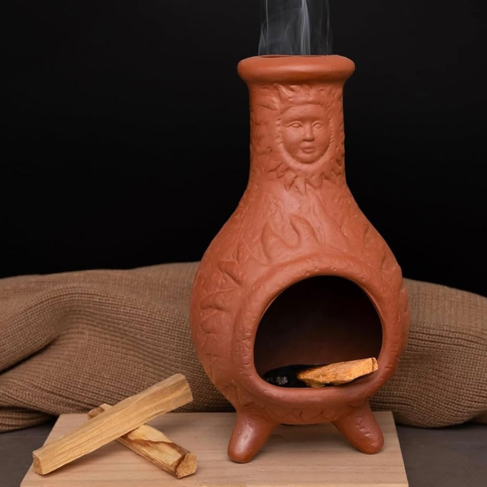Sun Terracotta Chiminea Incense Burner