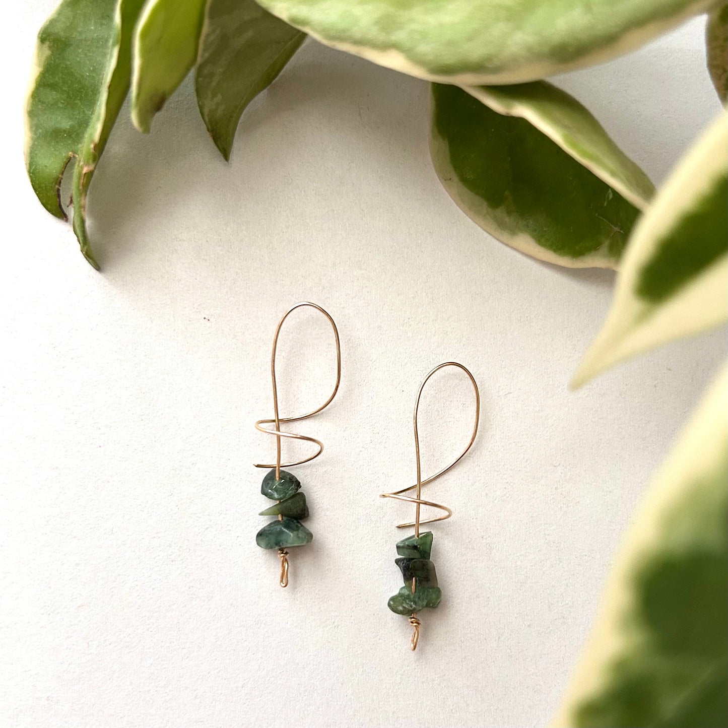 African Jade Spiral Earrings