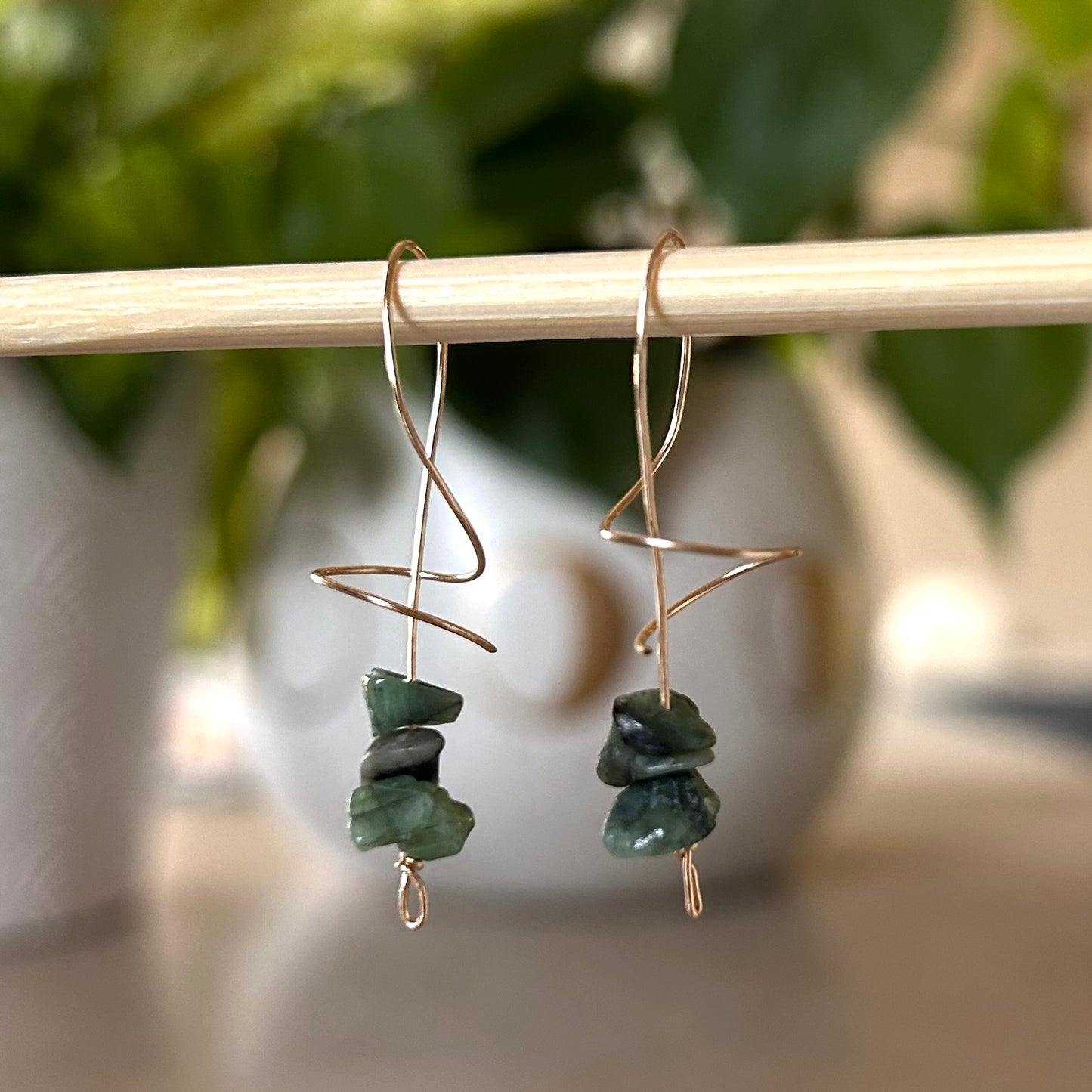 African Jade Spiral Earrings
