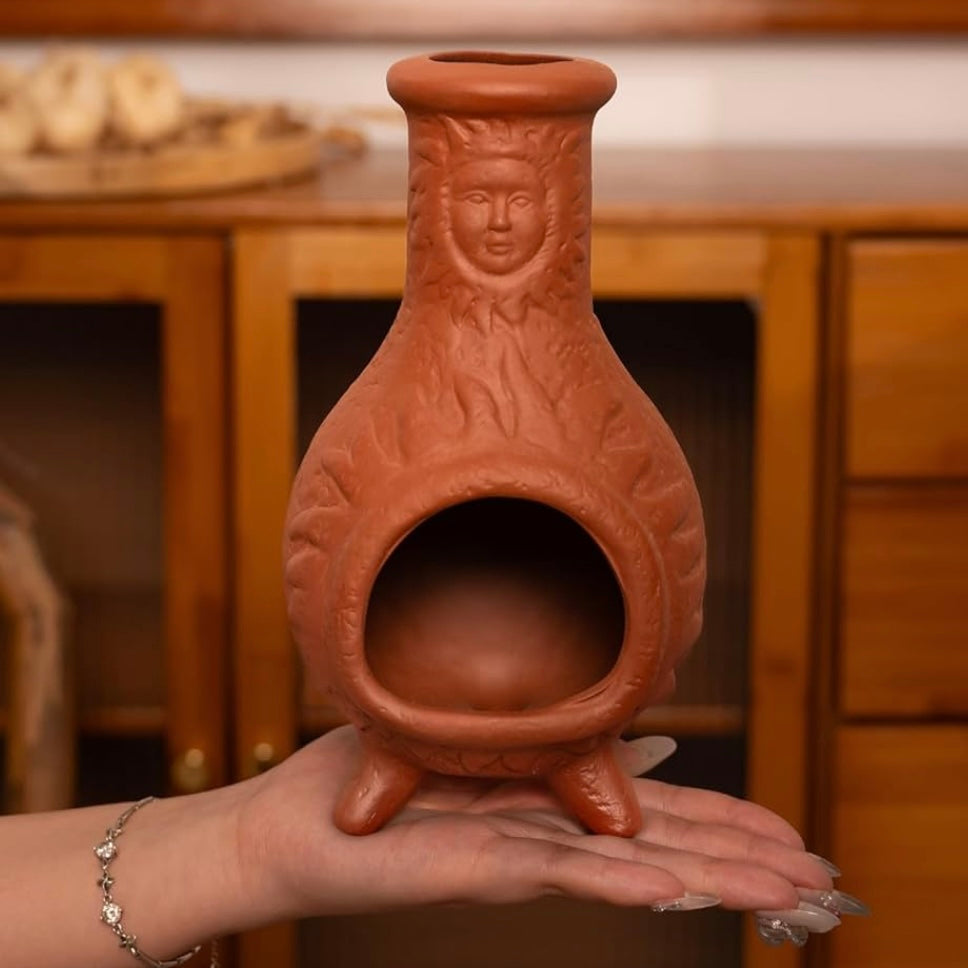 Sun Terracotta Chiminea Incense Burner