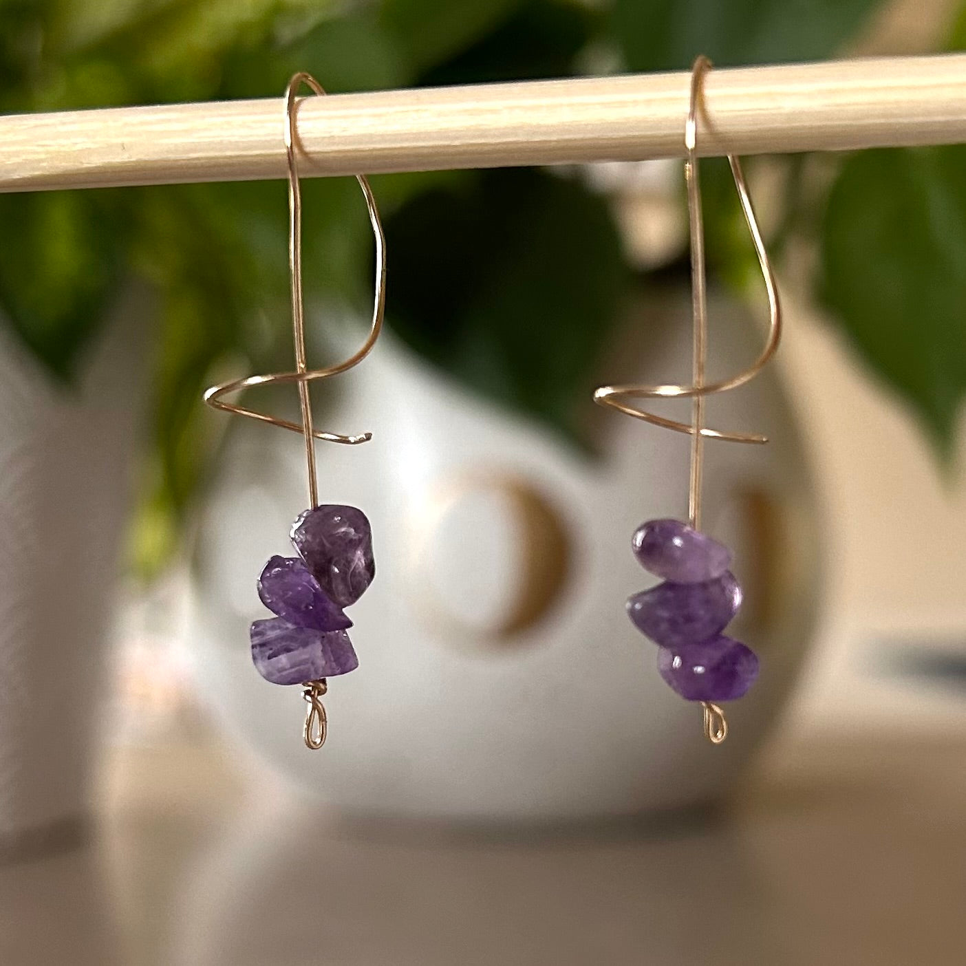 Amethyst Spiral Earrings