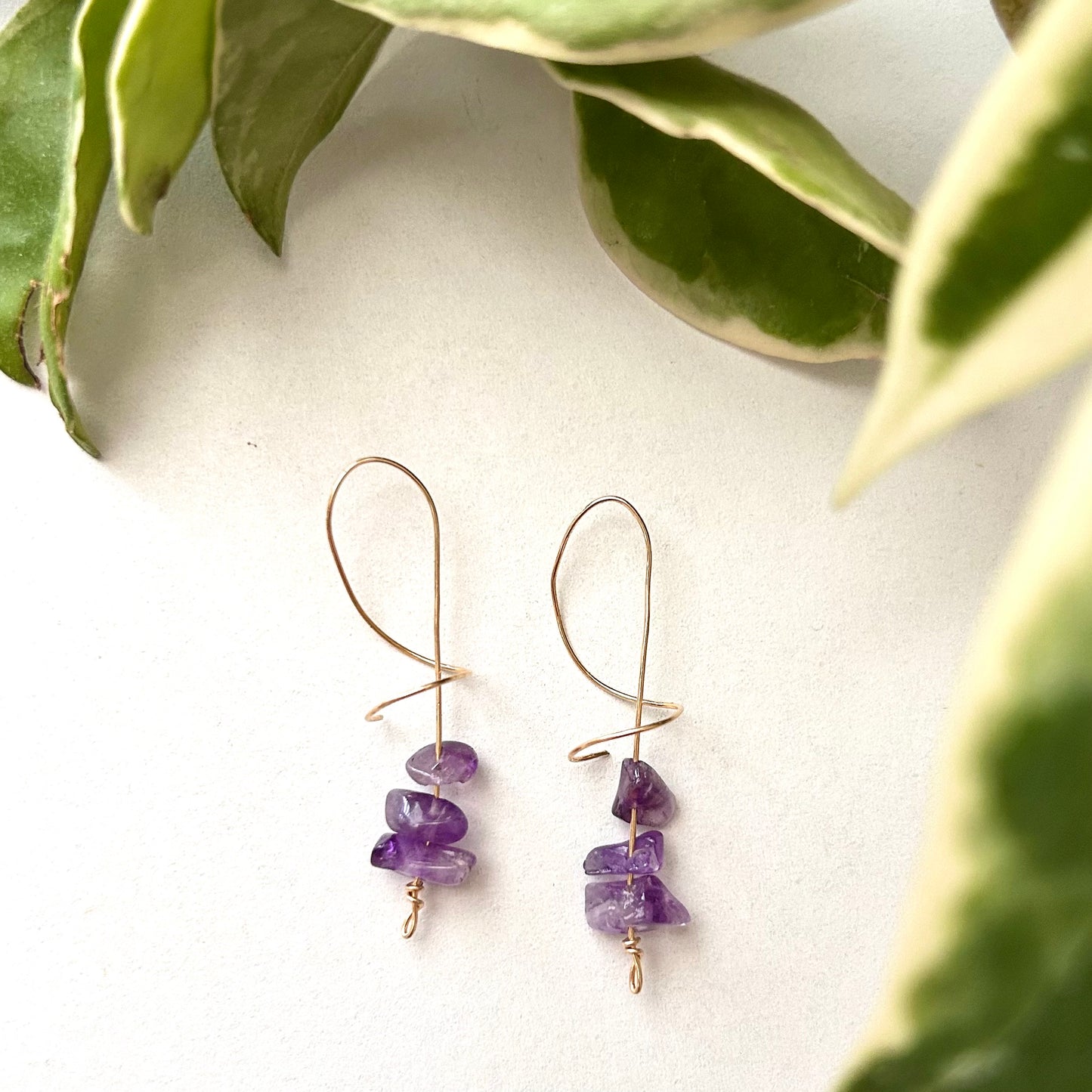 Amethyst Spiral Earrings