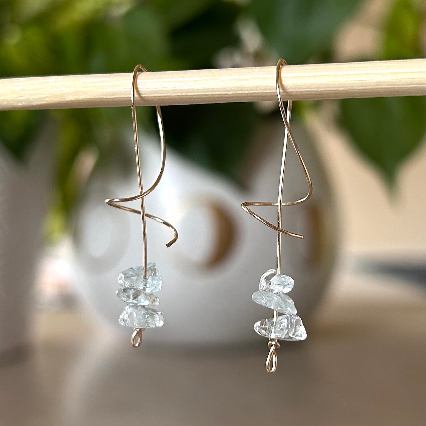 Aquamarine Spiral Earrings