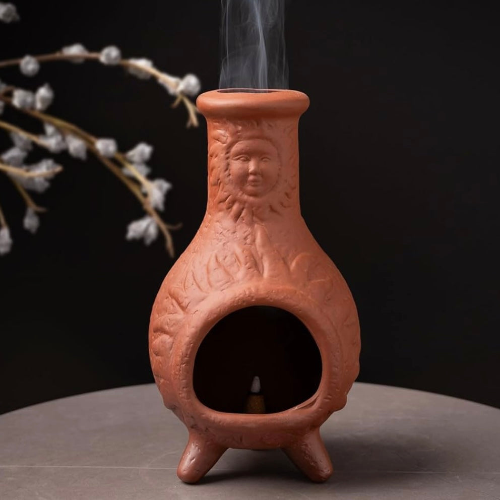 Sun Terracotta Chiminea Incense Burner