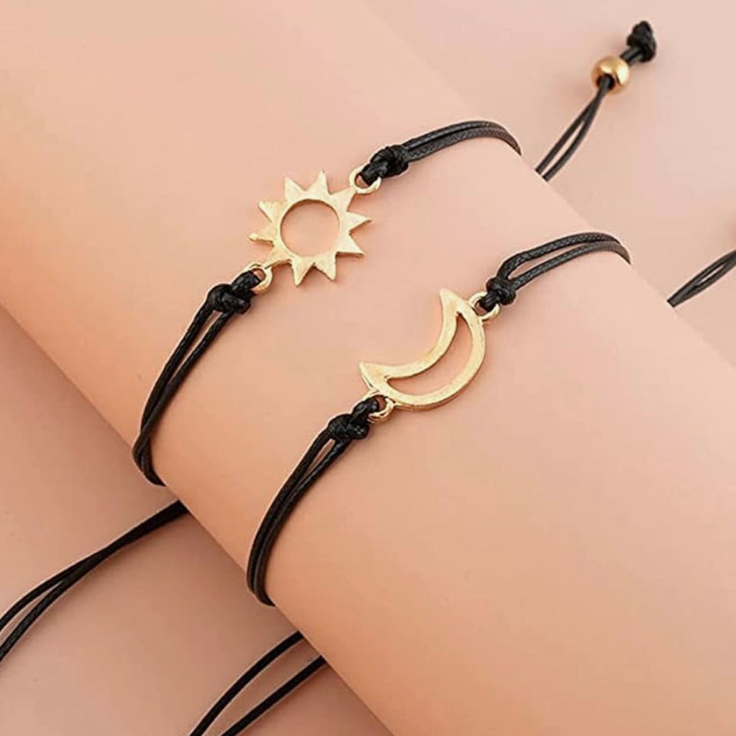 *Sun + Moon* Gold Bracelet Set