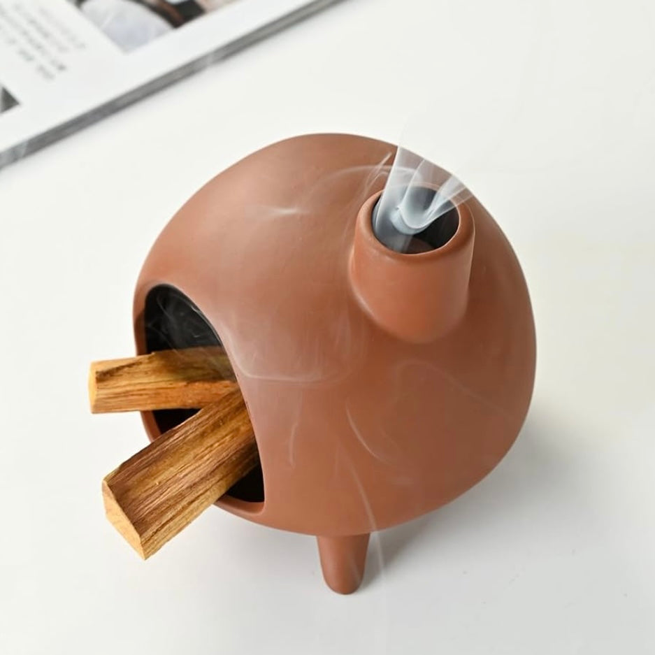 Mini Terracotta Round Incense Burner