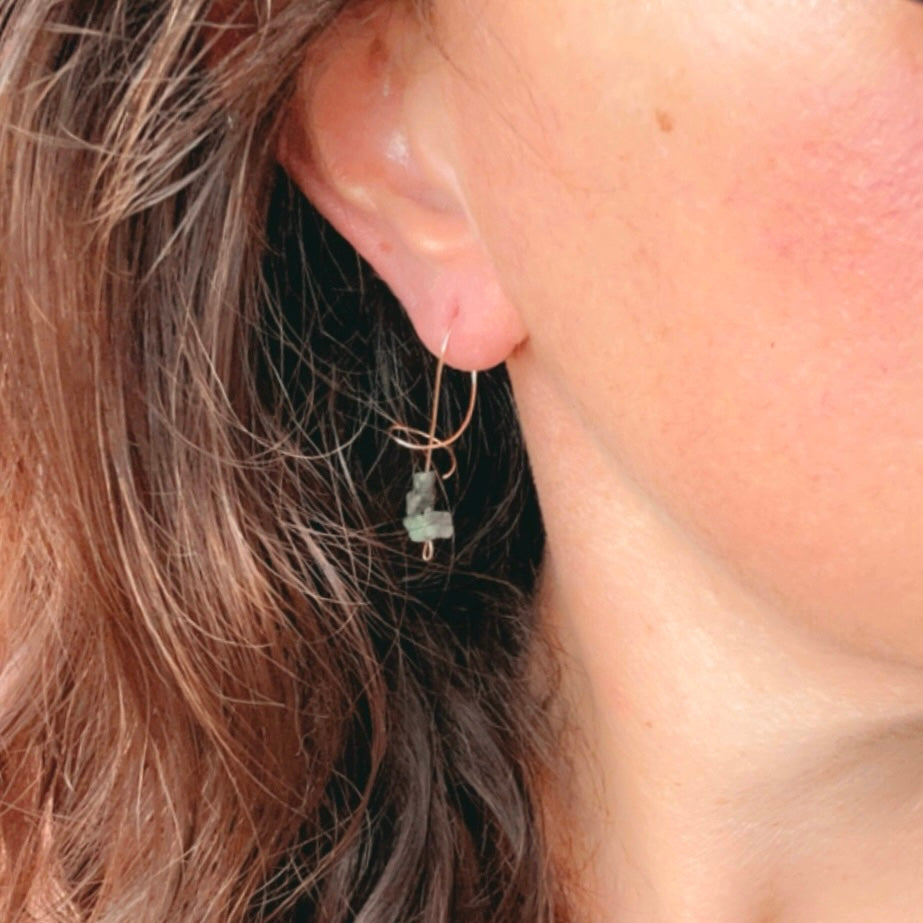 African Jade Spiral Earrings