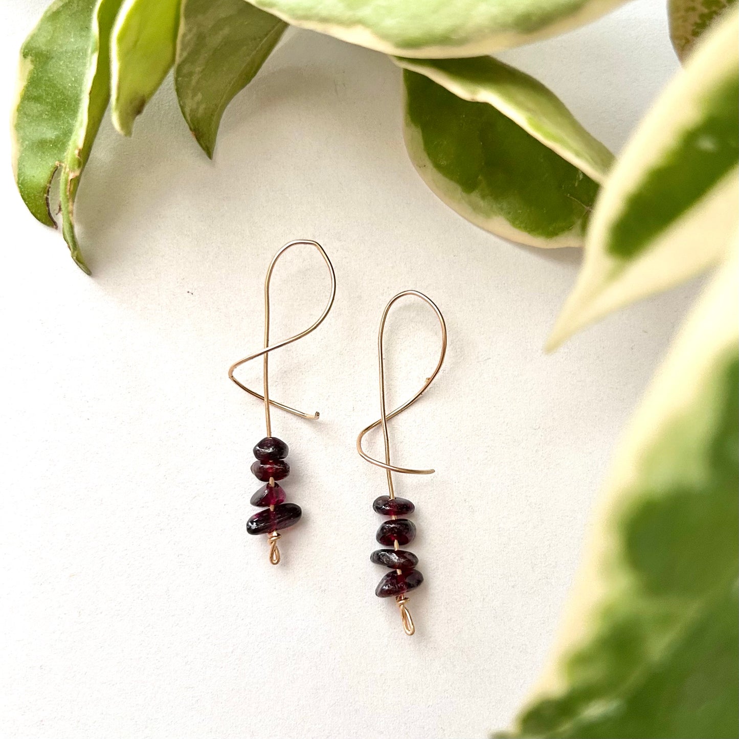 Garnet Spiral Earrings