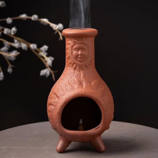 Sun Terracotta Chiminea Incense Burner