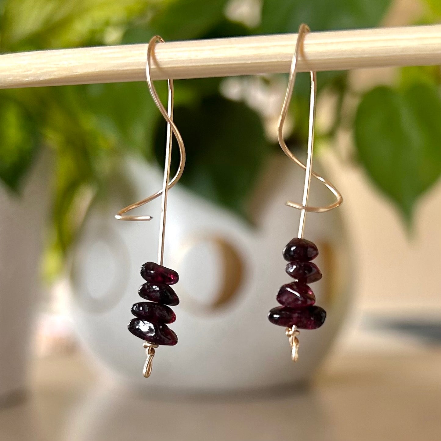 Garnet Spiral Earrings