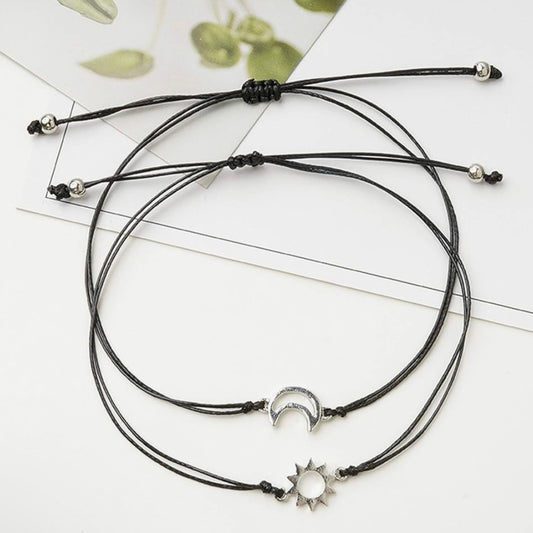 *Sun + Moon* Silver Bracelet Set