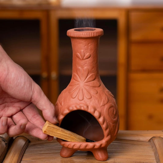 Floral Terracotta Chiminea Incense Burner
