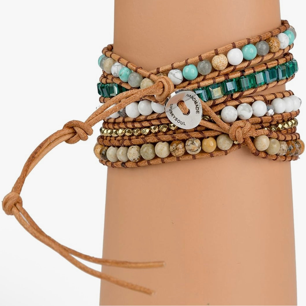 *Ocean Jasper* Leather Wrap Bracelet