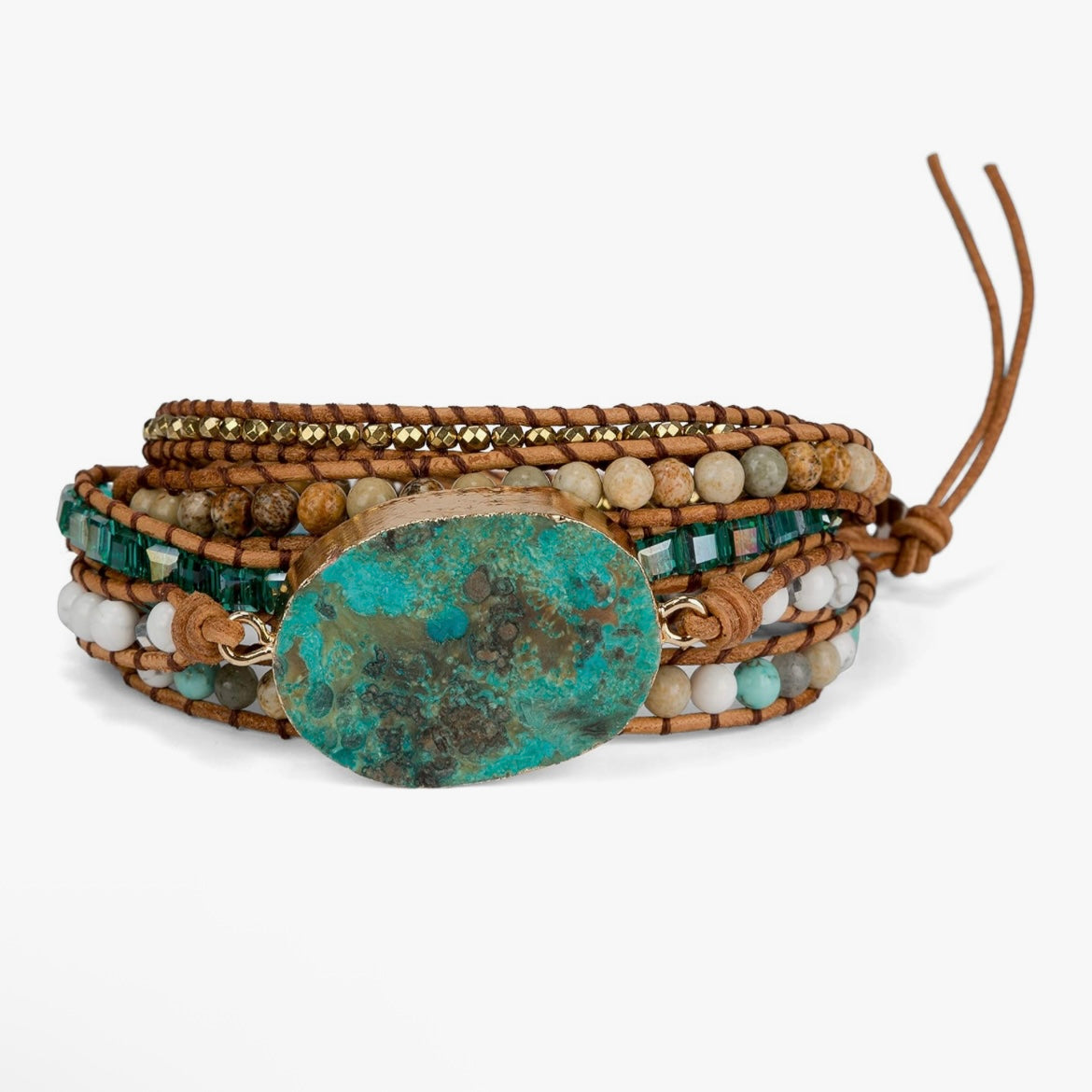 *Ocean Jasper* Leather Wrap Bracelet