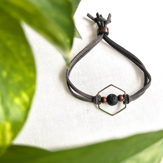 Silver Hexagon Essential Oil Bracelet