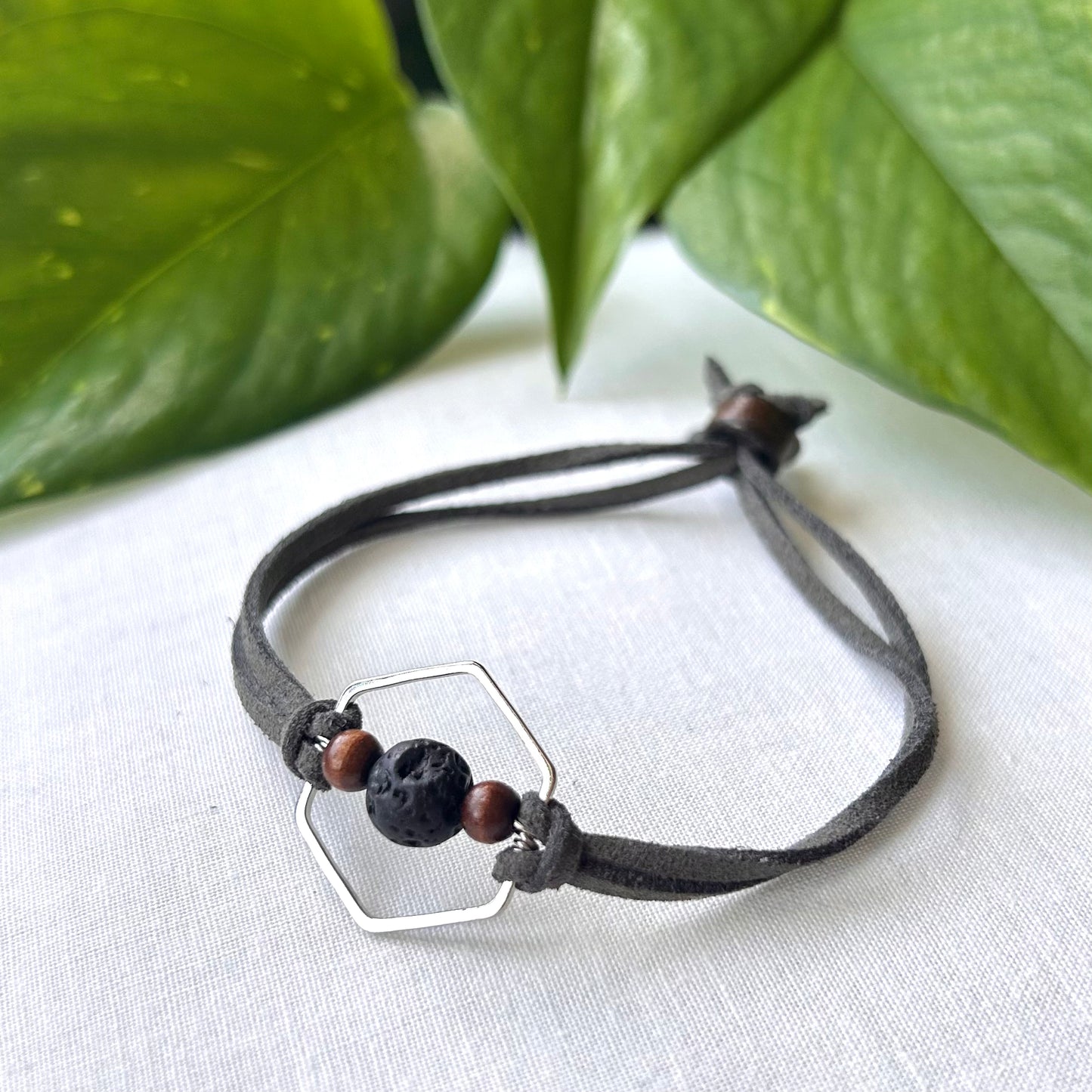 Silver Hexagon Essential Oil Bracelet