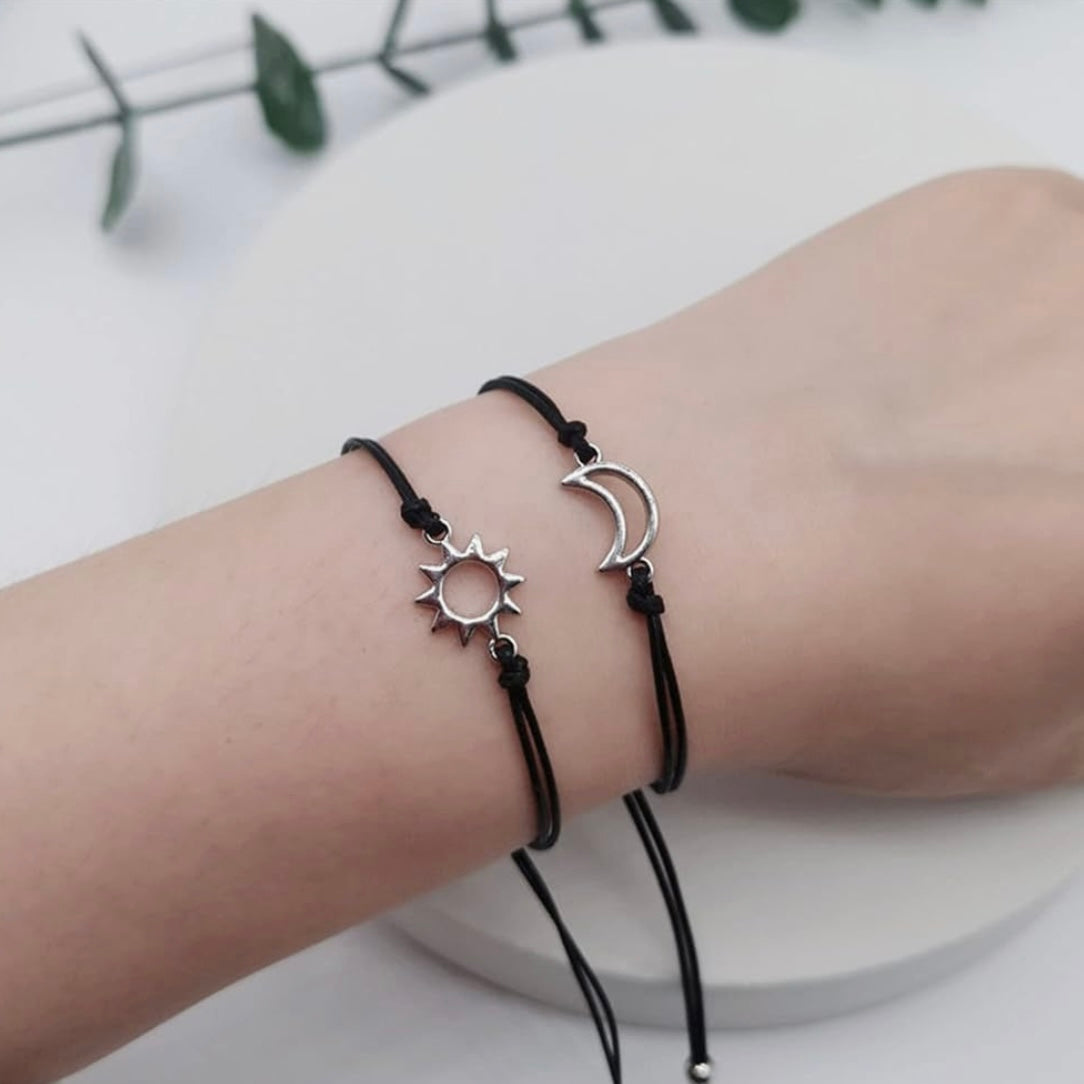 *Sun + Moon* Silver Bracelet Set