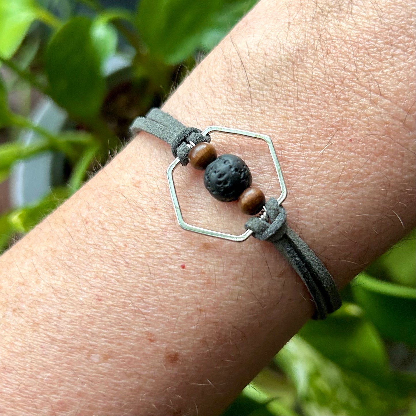 Silver Hexagon Essential Oil Bracelet